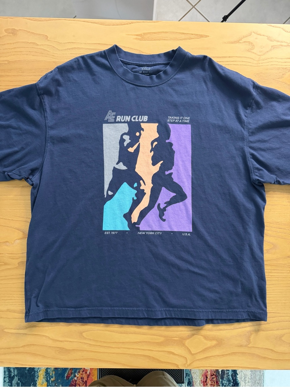 American Eagle Outfitters Navy Run Club Graphic Swim Shirt